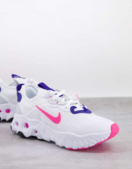 Nike React Art trainers in white pink and purple