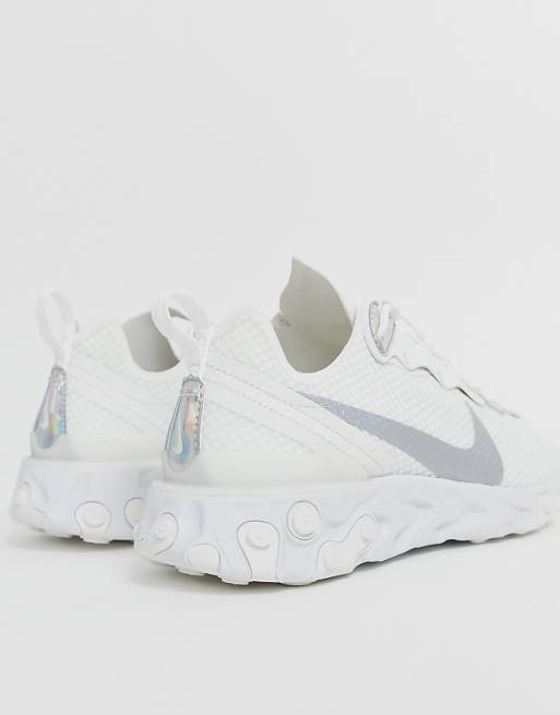 Nike - React Element 55 - Baskets - Blanc et argent Nike - React Element 55 - Baskets - Blanc et argent