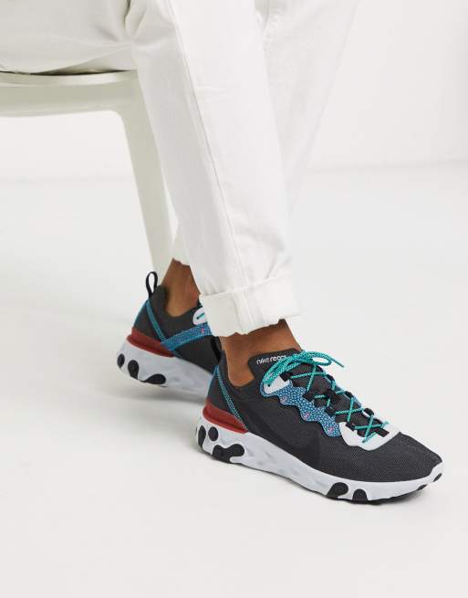 Nike React Element 55 Baskets Gris bleu ASOS