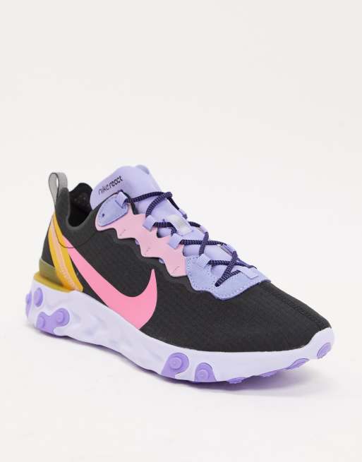 Nike react element store black and pink