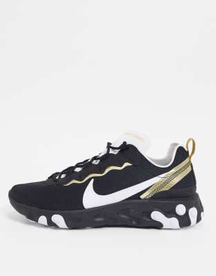 nike shoes black gold