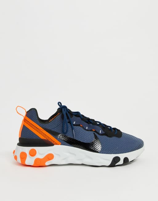 New England Patriots Nike React Element 55 Shoes - Navy