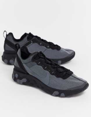 nike react element 55 trainers in triple black