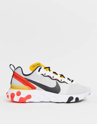 nike react element 55 white pink and orange trainers