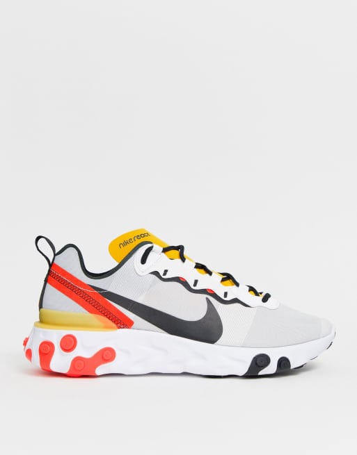 Nike React Element 55 sneakers in white and pink