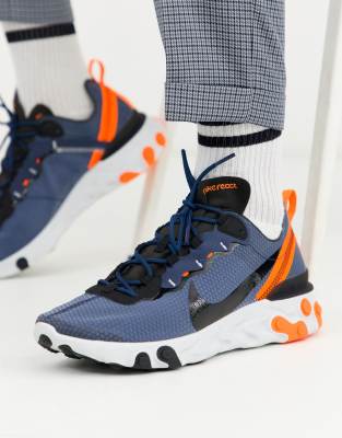nike react element 55 trainers in grey blue