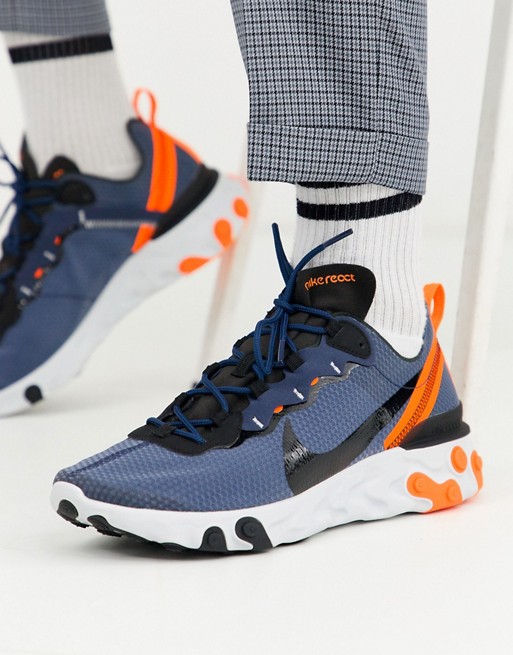 Nike React Element 55 trainers in navy CI3831-400
