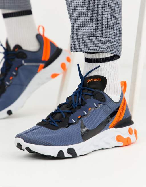Nike React Element 55 Trainers In Navy Ci31 400 Asos
