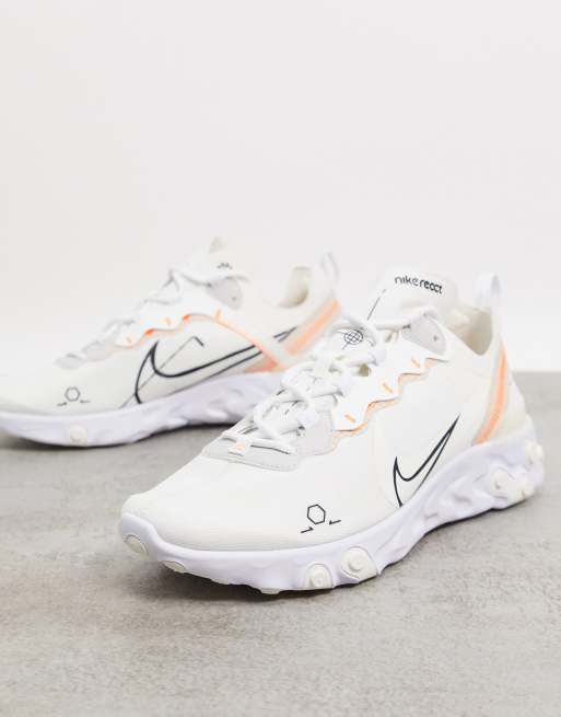 Nike React Element 55 Trainers In Sail Asos