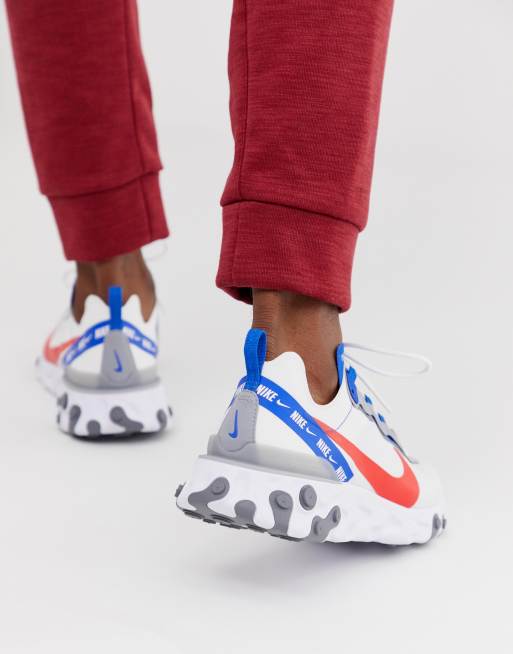 Nike React Element 55 Trainers In White And Blue Asos