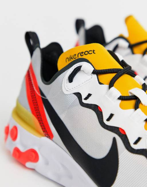 Nike React Element 55 Trainers In White And Orange Asos