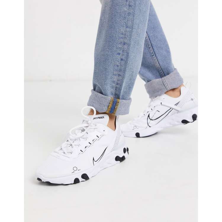 Nike React Element 55 trainers in white ASOS