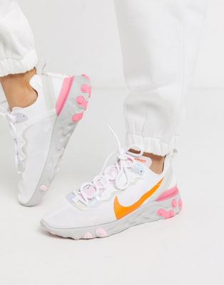 nike react element 55 trainers in white and orange