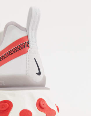 nike react element silver and red sneakers