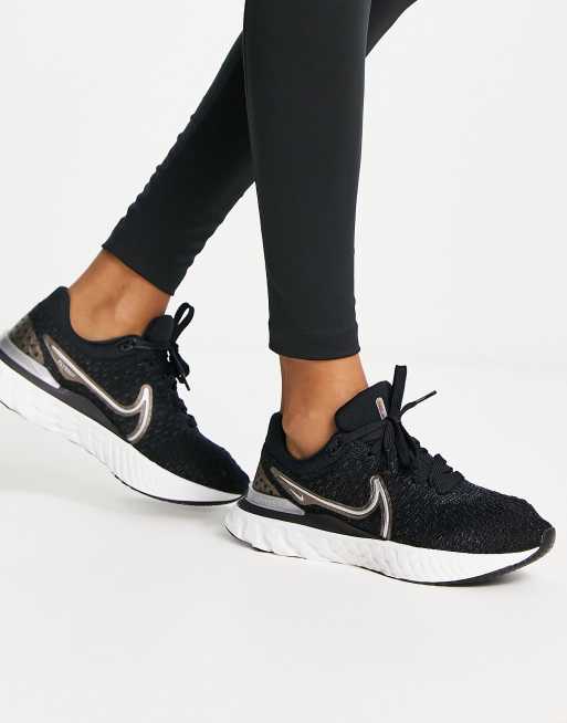 Nike React Infinity Flyknit 3 metallic trainers in black