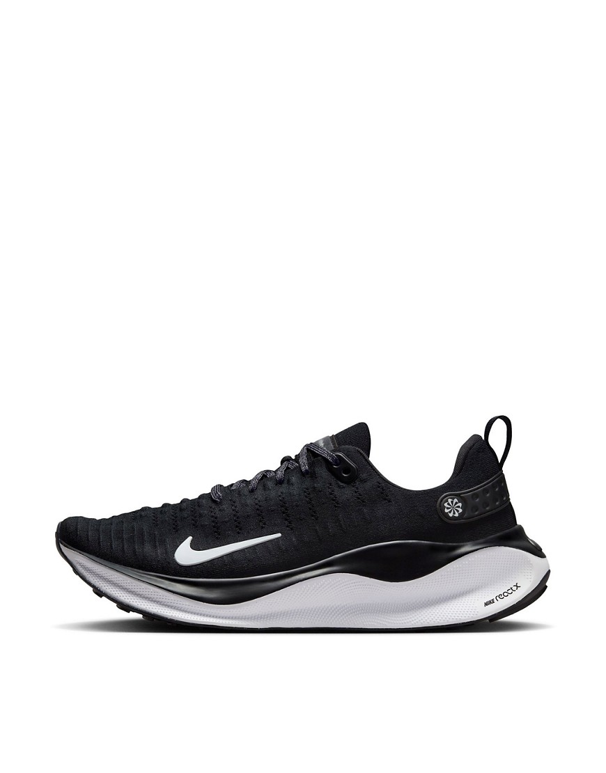 Nike React Infinity Run Flyknit 4 Wide Fit trainers in black and white