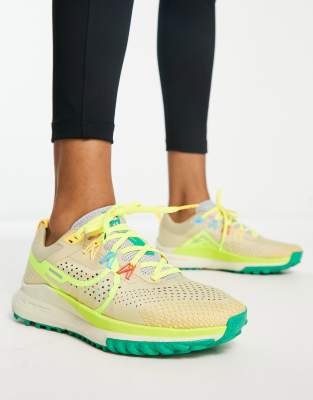 Nike React Pegasus Trail 4 Sneakers In Gold-green In Green