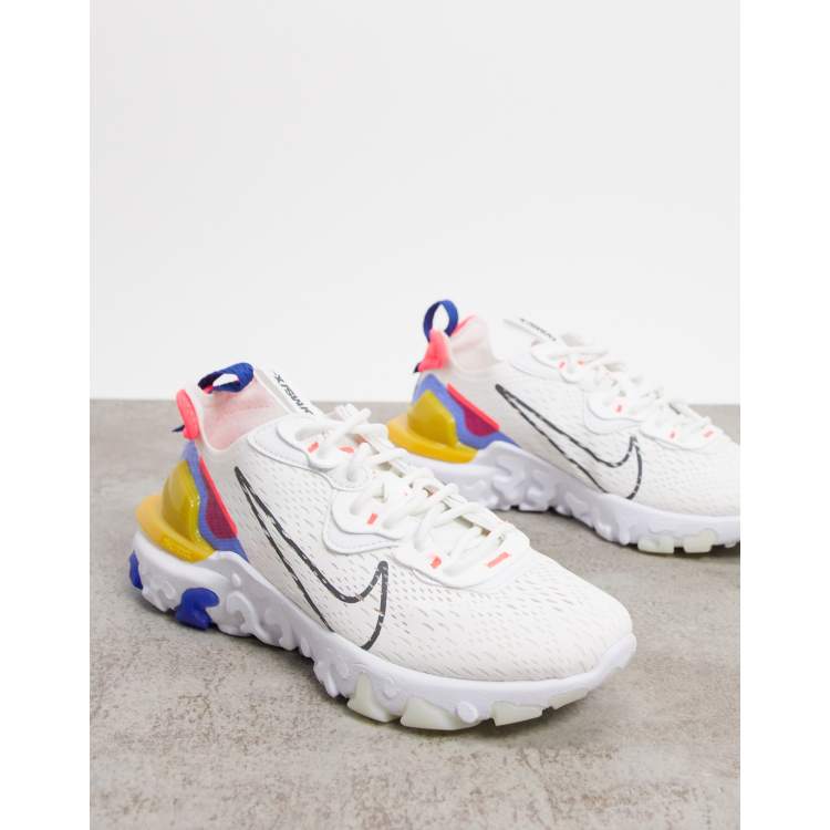 Nike React Vision Baskets Blanc jaune et rose