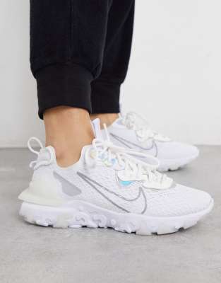 nike react vision in white and silver