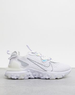 nike react vision in white and silver