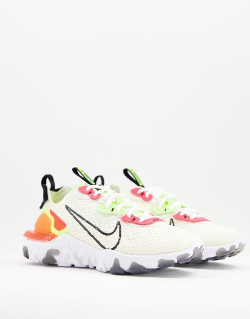 Nike - React Vision - Sneakers colore crema, arancione e verde volt