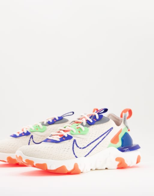 Nike React Vision sneakers in pale ivory hyper crimson