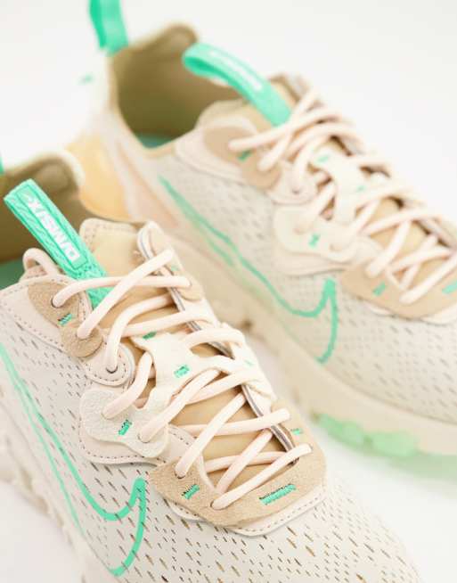 Nike React Vision sneakers in pearl white/green glow