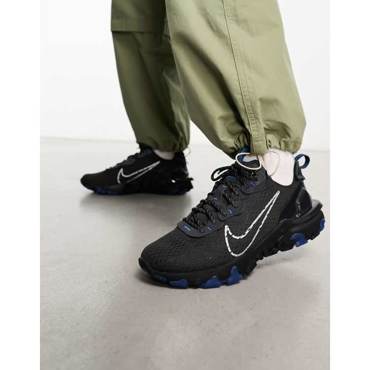 Nike React Vision trainers in black and blue ASOS