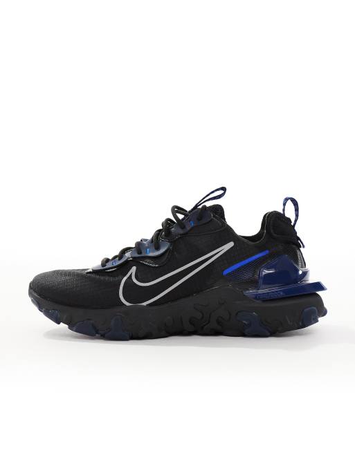 Nike React Vision trainers in black and blue ASOS