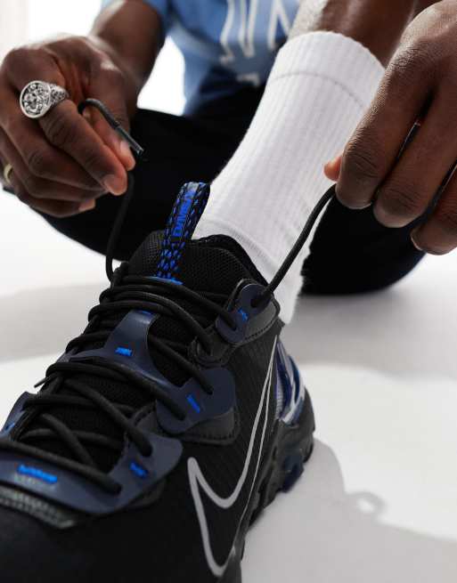 Nike React Vision trainers in black and blue ASOS