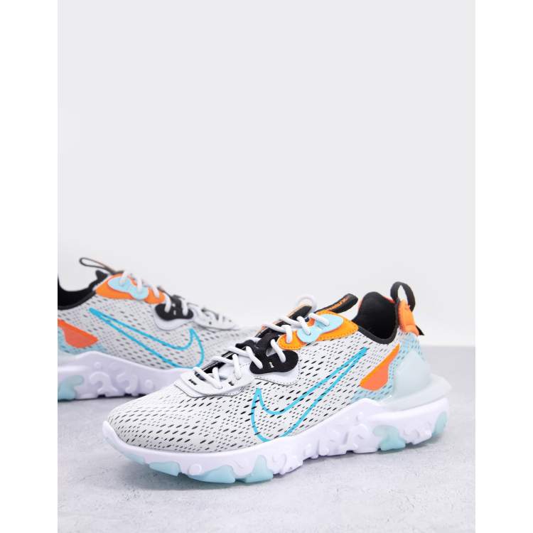 Nike React Vision trainers in grey and blue