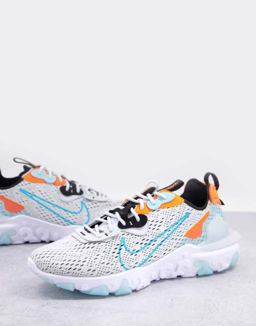 Nike React Vision trainers in grey and blue ASOS