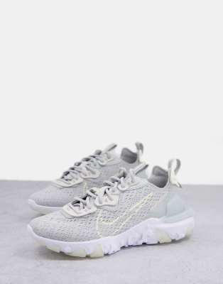 nike react vision trainers in grey and cream