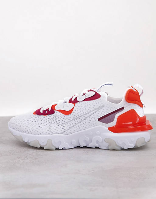 Nike React Vision trainers in pure white/team orange | ASOS