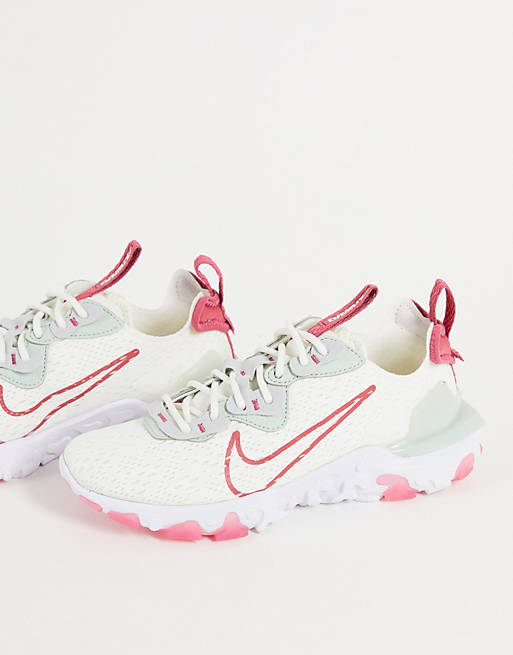  Nike React Vision trainers in sail cream and pink 