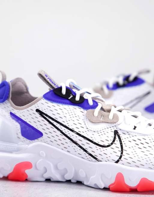 Nike React Vision trainers in white and blue ASOS