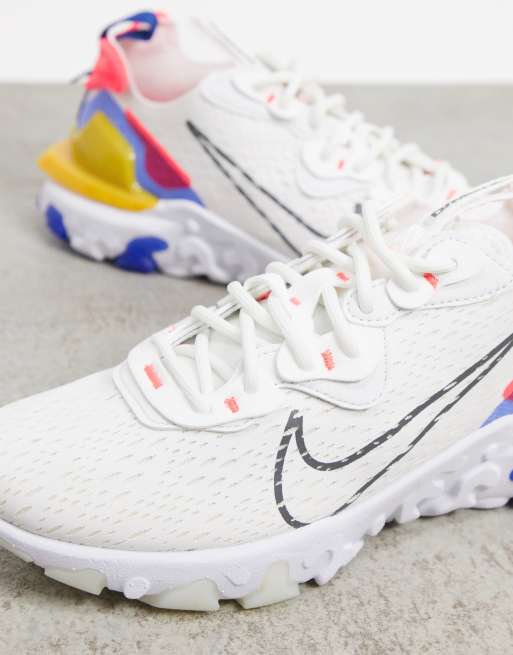 Nike React Vision trainers in white yellow and pink ASOS