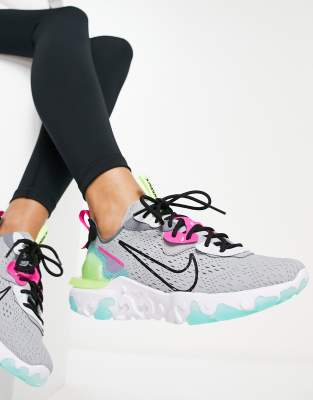 nike react grey and pink