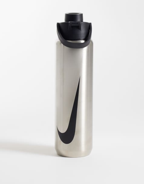 Nike Recharge botella metálica en plateado con swoosh negro - view 1