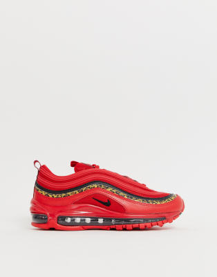 all red air max 97 with leopard print