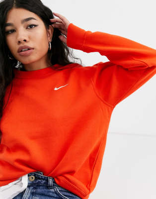 nike red mini swoosh oversized sweatshirt