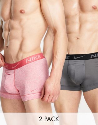 Nike Reluxe 2 pack trunks in grey & pink
