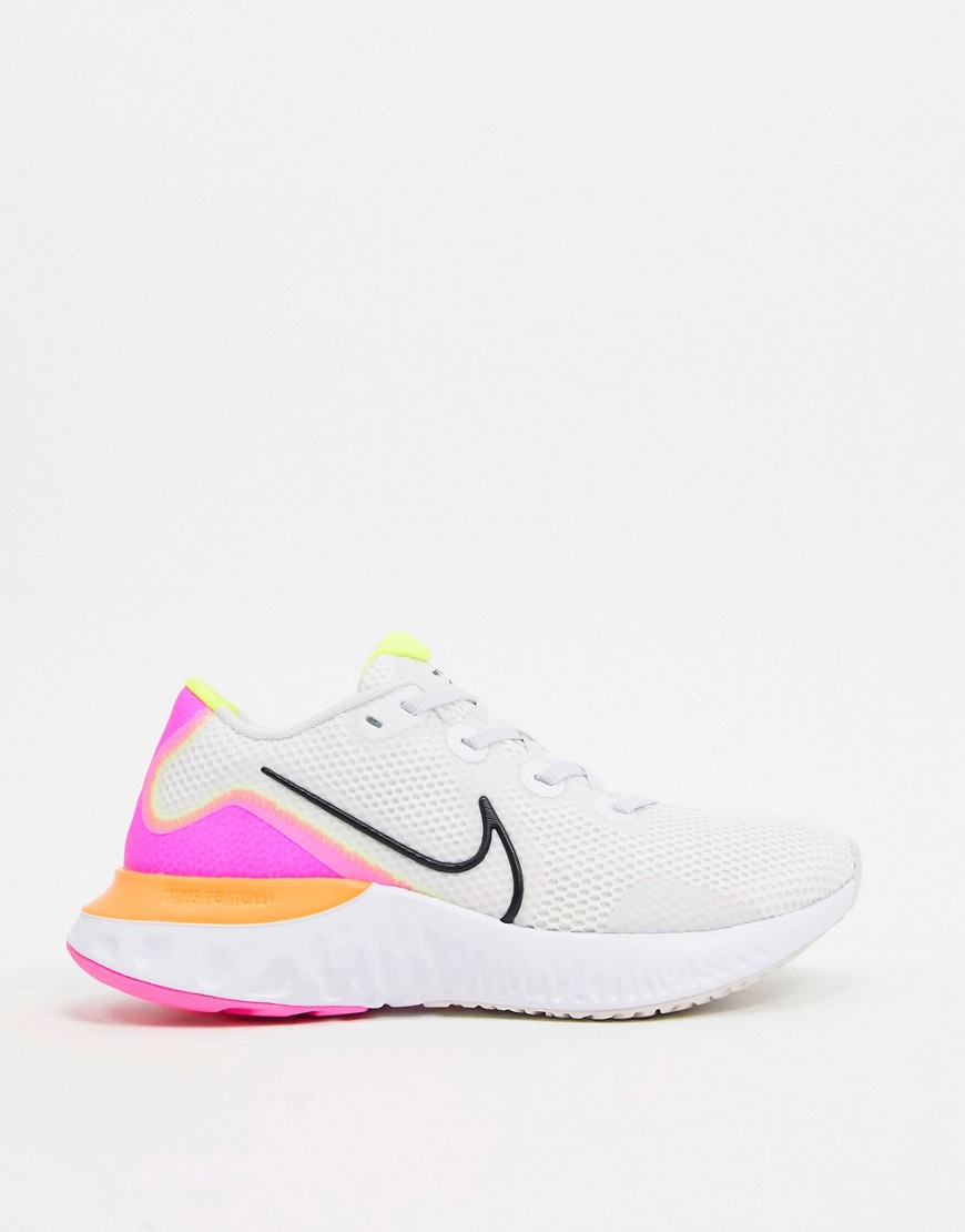 Nike - Renew Run - Sneakers in wit en oranje