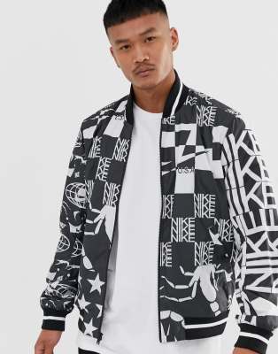 nike logo embossed bomber jacket