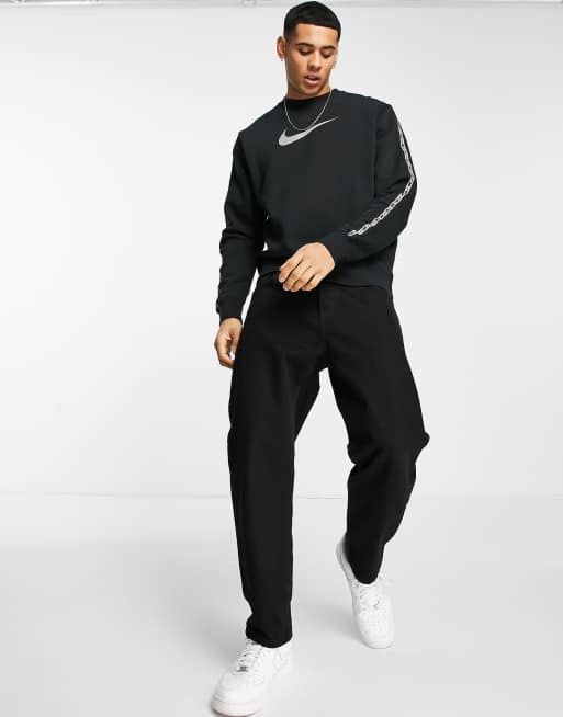 Nike repeat pack logo taping discount crew neck sweat in gre