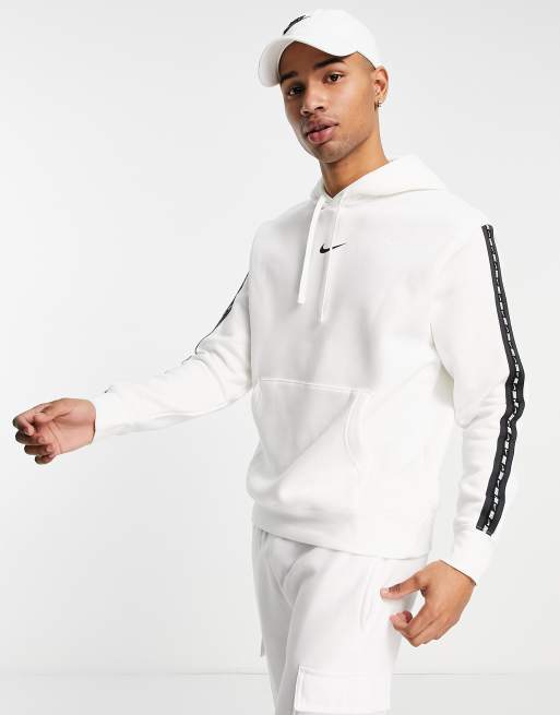 Nike Repeat logo taping hoodie in white