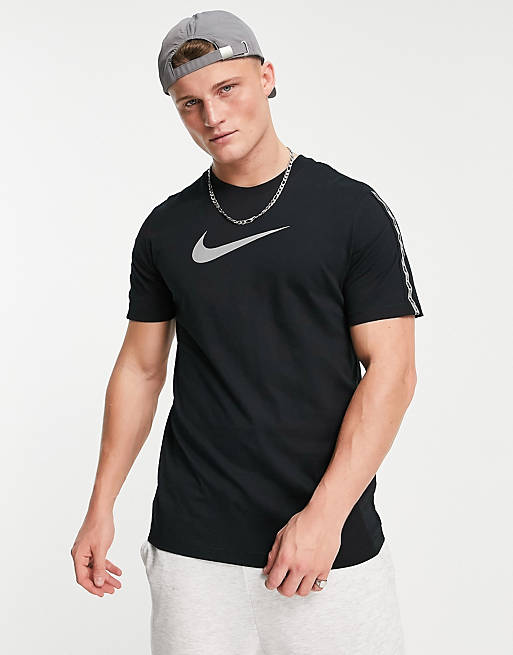 Men Nike Repeat logo taping t-shirt in black 