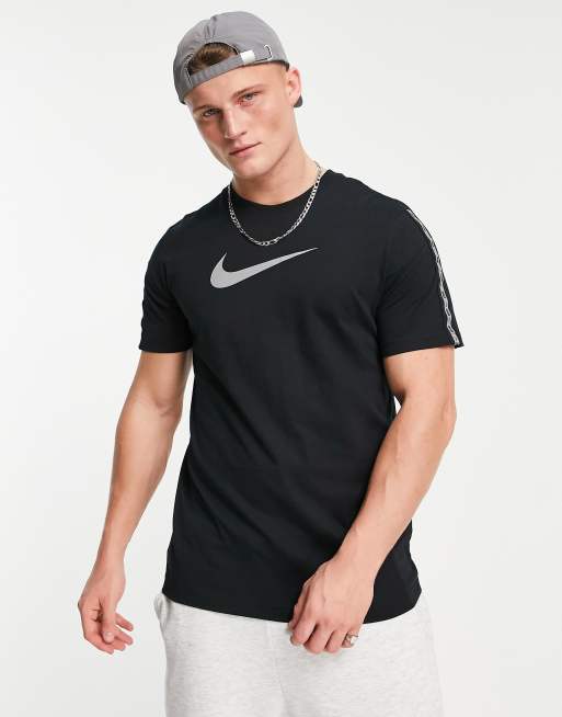 Nike Repeat logo taping t-shirt in black | ASOS