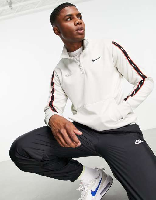 Nike Repeat Pack 1 2 zip sweat in light bone