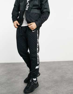 print taping cuffed joggers in black 